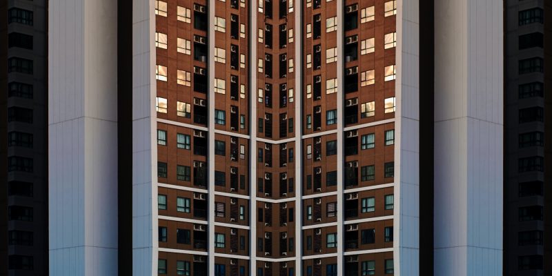 Background of the condominium windows in the big city